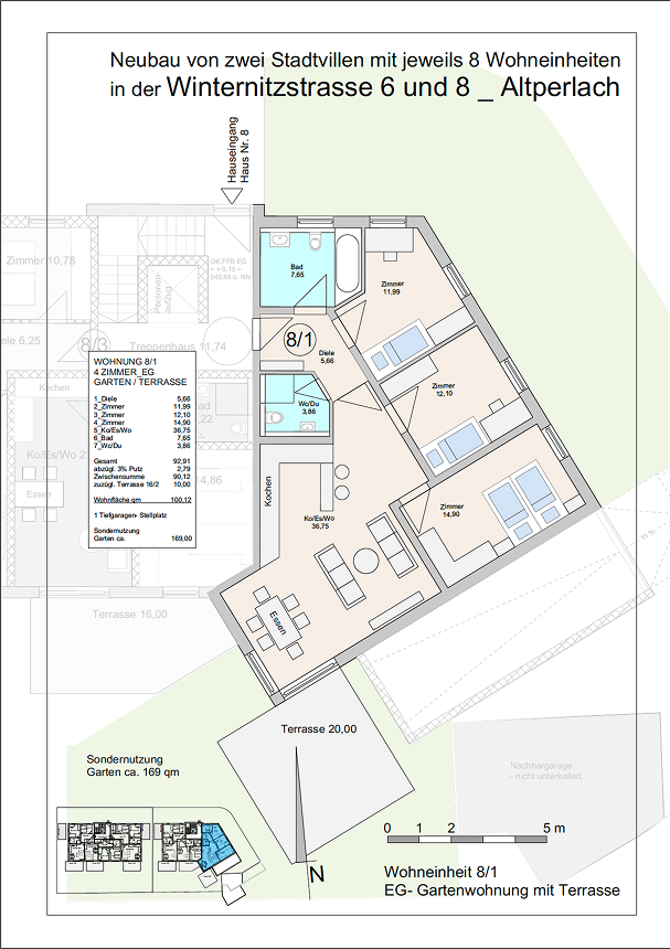 Winternitzstraße, Beispielgrundriss Wohnung 8/1, 4 Zimmer EG