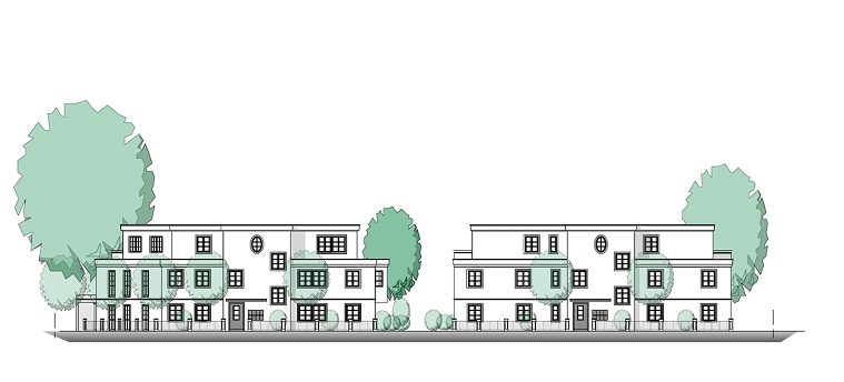 Winternitzstraße 6 und 8, Architektur-Aufriss der zwei Stadtvillen